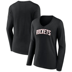NBA - Houston Rockets Women's Alternate Logo V-Neck Long Sleeve T-Shirt - Black