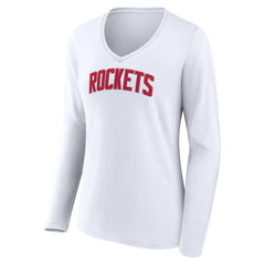 NBA - Houston Rockets Women's Alternate Logo V-Neck Long Sleeve T-Shirt - White