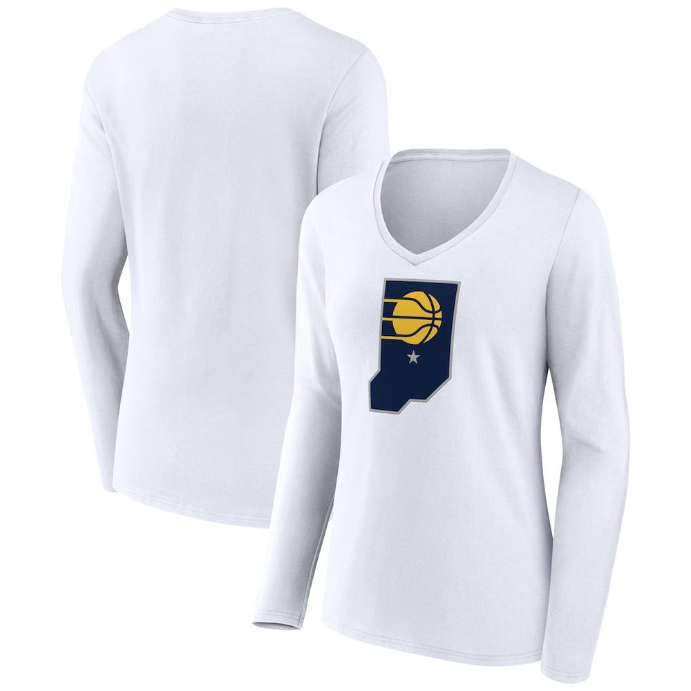 NBA - Indiana Pacers Women's Alternate Logo V-Neck Long Sleeve T-Shirt - White