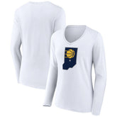 NBA - Indiana Pacers Women's Alternate Logo V-Neck Long Sleeve T-Shirt - White