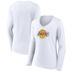 NBA - Los Angeles Lakers Women's Alternate Logo V-Neck Long Sleeve T-Shirt - White