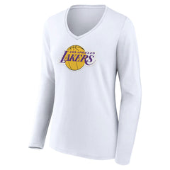 NBA - Los Angeles Lakers Women's Alternate Logo V-Neck Long Sleeve T-Shirt - White