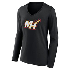 NBA - Miami Heat Women's Alternate Logo V-Neck Long Sleeve T-Shirt - Black