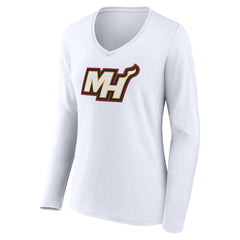 NBA - Miami Heat Women's Alternate Logo V-Neck Long Sleeve T-Shirt - White