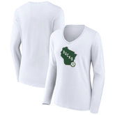 NBA - Milwaukee Bucks Women's Alternate Logo V-Neck Long Sleeve T-Shirt - White