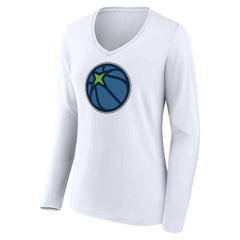NBA - Minnesota Timberwolves Women's Alternate Logo V-Neck Long Sleeve T-Shirt - White