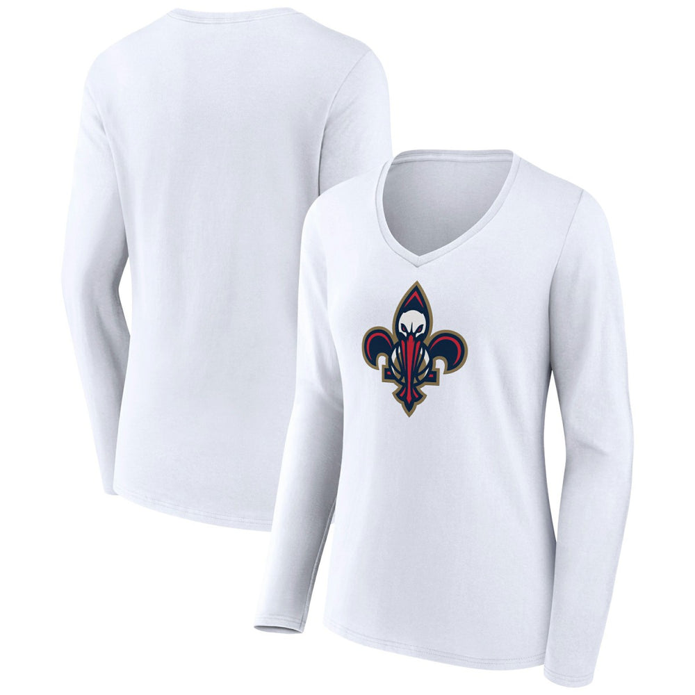 NBA - New Orleans Pelicans Women's Alternate Logo V-Neck Long Sleeve T-Shirt - White