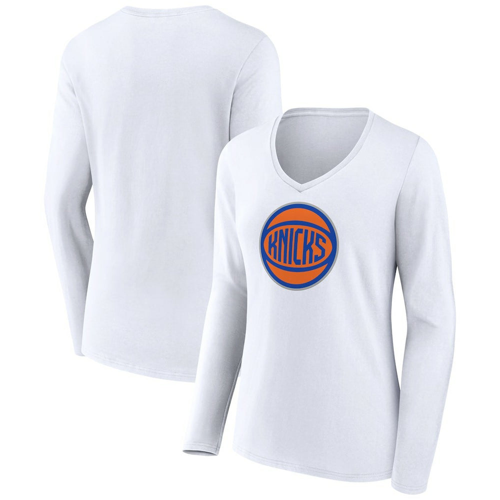 NBA - New York Knicks Women's Alternate Logo V-Neck Long Sleeve T-Shirt - White