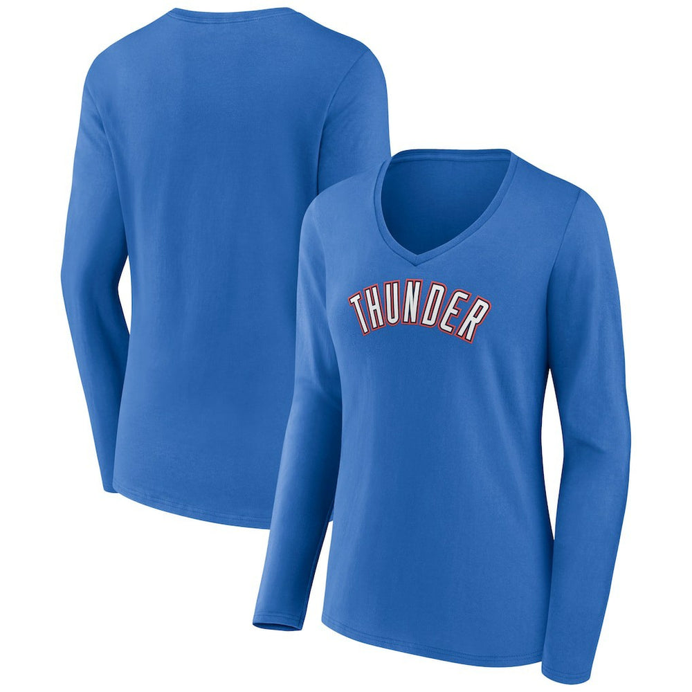 NBA - Oklahoma City Thunder Women's Alternate Logo V-Neck Long Sleeve T-Shirt - Blue