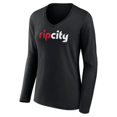 NBA - Portland Trail Blazers Women's Alternate Logo V-Neck Long Sleeve T-Shirt - Black