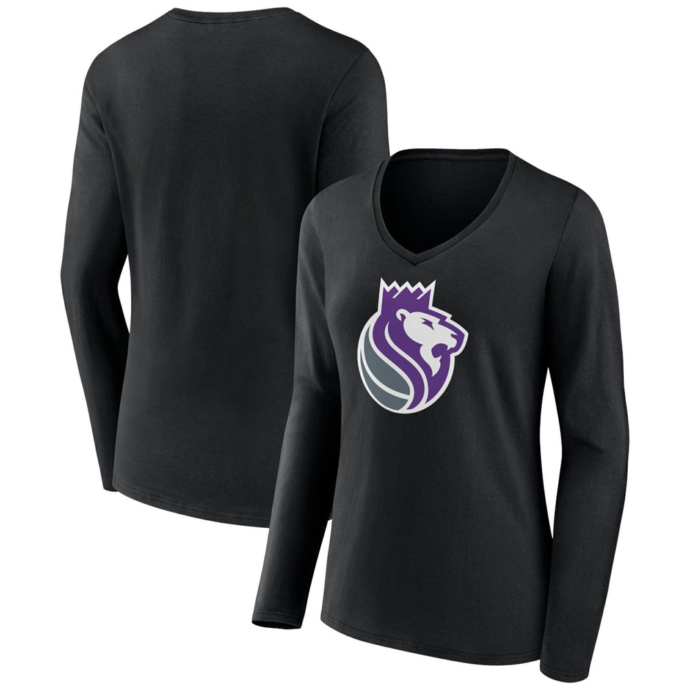 NBA - Sacramento Kings Women's Alternate Logo V-Neck Long Sleeve T-Shirt - Black