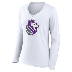 NBA - Sacramento Kings Women's Alternate Logo V-Neck Long Sleeve T-Shirt - White