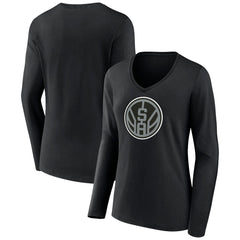 NBA - San Antonio Spurs Women's Alternate Logo V-Neck Long Sleeve T-Shirt - Black
