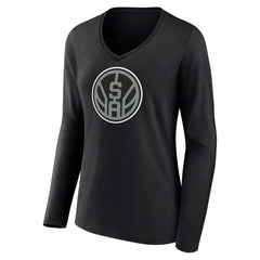 NBA - San Antonio Spurs Women's Alternate Logo V-Neck Long Sleeve T-Shirt - Black