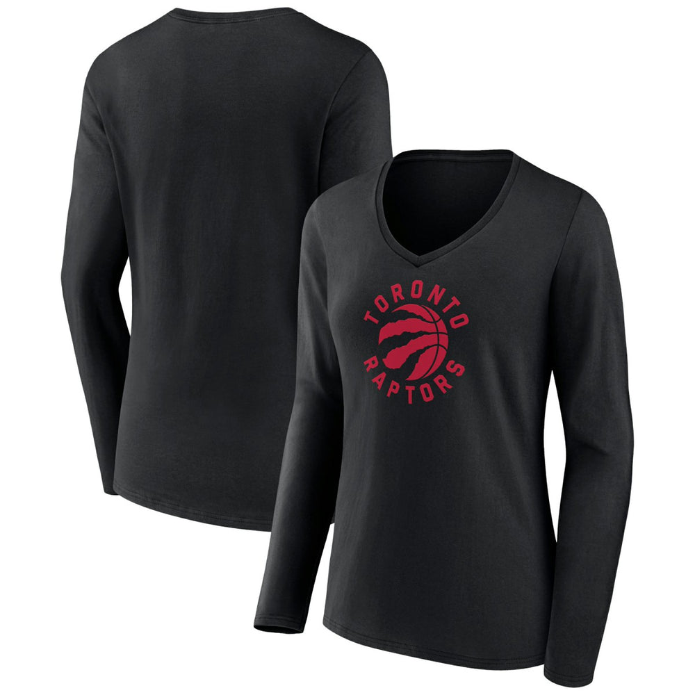 NBA - Toronto Raptors Women's Alternate Logo V-Neck Long Sleeve T-Shirt - Black