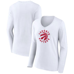 NBA - Toronto Raptors Women's Alternate Logo V-Neck Long Sleeve T-Shirt - White