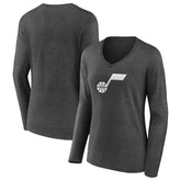 NBA - Utah Jazz Women's Alternate Logo V-Neck Long Sleeve T-Shirt - Charcoal