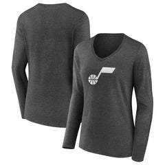 NBA - Utah Jazz Women's Alternate Logo V-Neck Long Sleeve T-Shirt - Charcoal