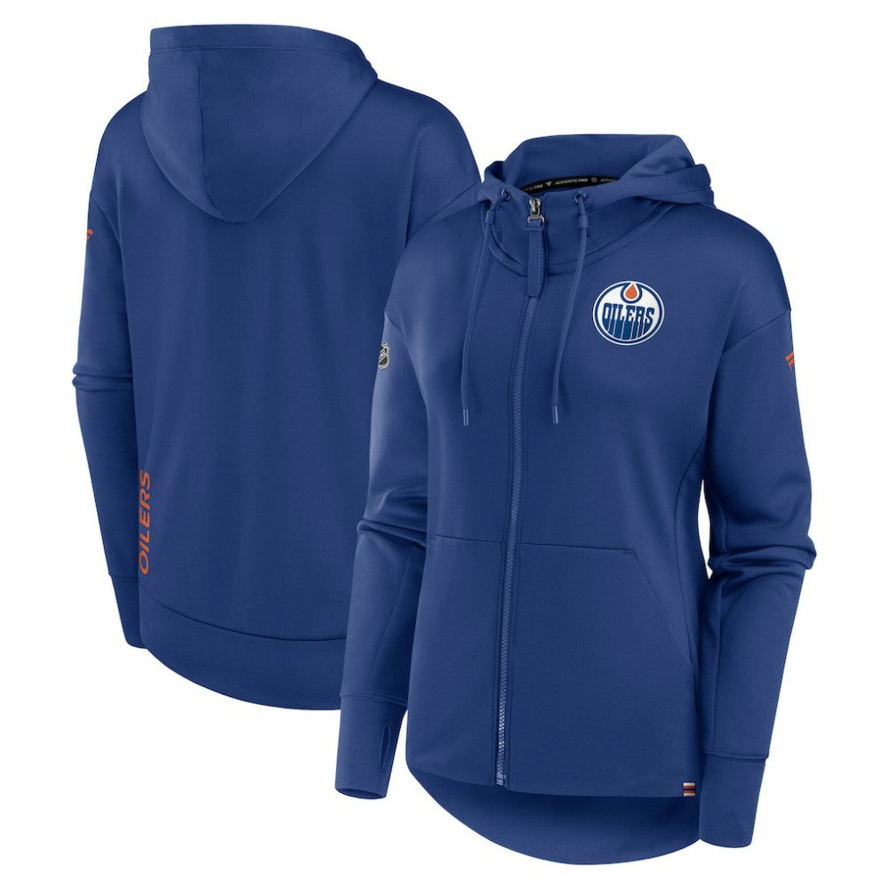 Edmonton Oilers - Fanatics Women's Authentic Pro Scuba Full-Zip Hoodie Royal
