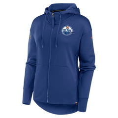 Edmonton Oilers - Fanatics Women's Authentic Pro Scuba Full-Zip Hoodie Royal
