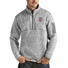 USMNT Antigua Fortune Quarter-Zip Pullover Jacket - Gray