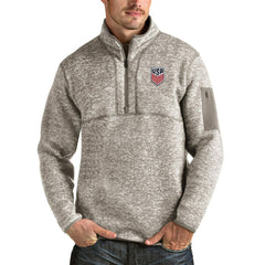 USMNT Antigua Fortune Quarter-Zip Pullover Jacket - Oatmeal