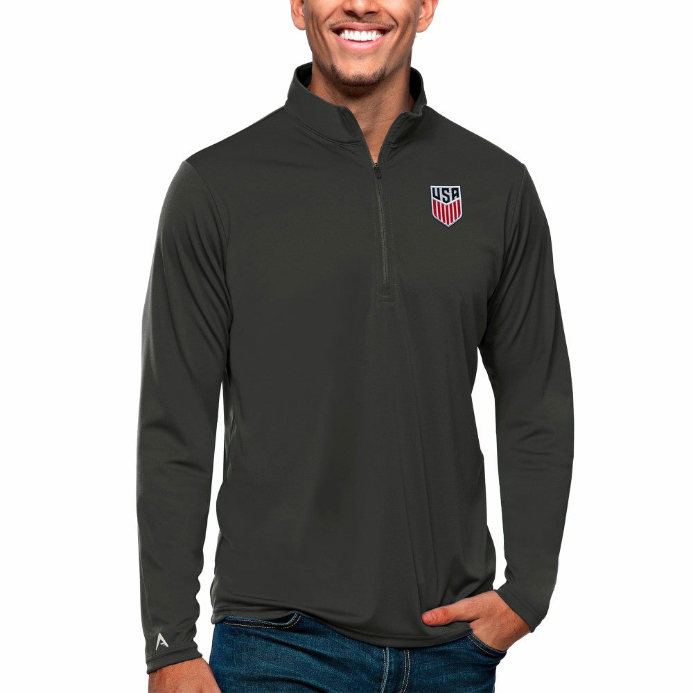 USMNT Antigua Tribute Quarter-Zip Pullover Top - Charcoal