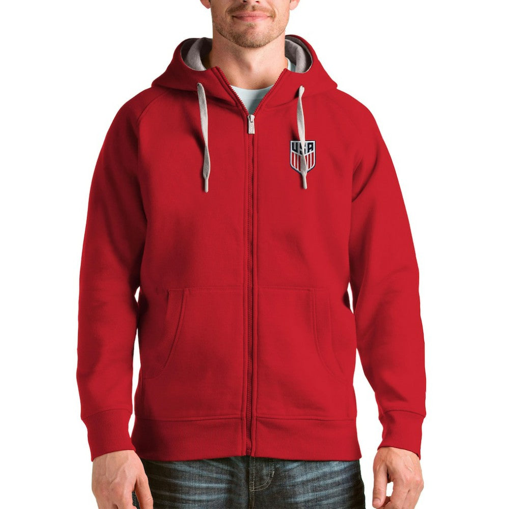 USMNT Antigua Victory Full-Zip Hoodie - Red