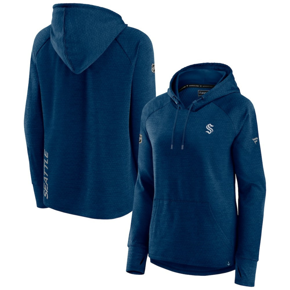 Seattle Kraken Fanatics Women's Authentic Pro Pullover Hoodie Heather Deep Sea Blue