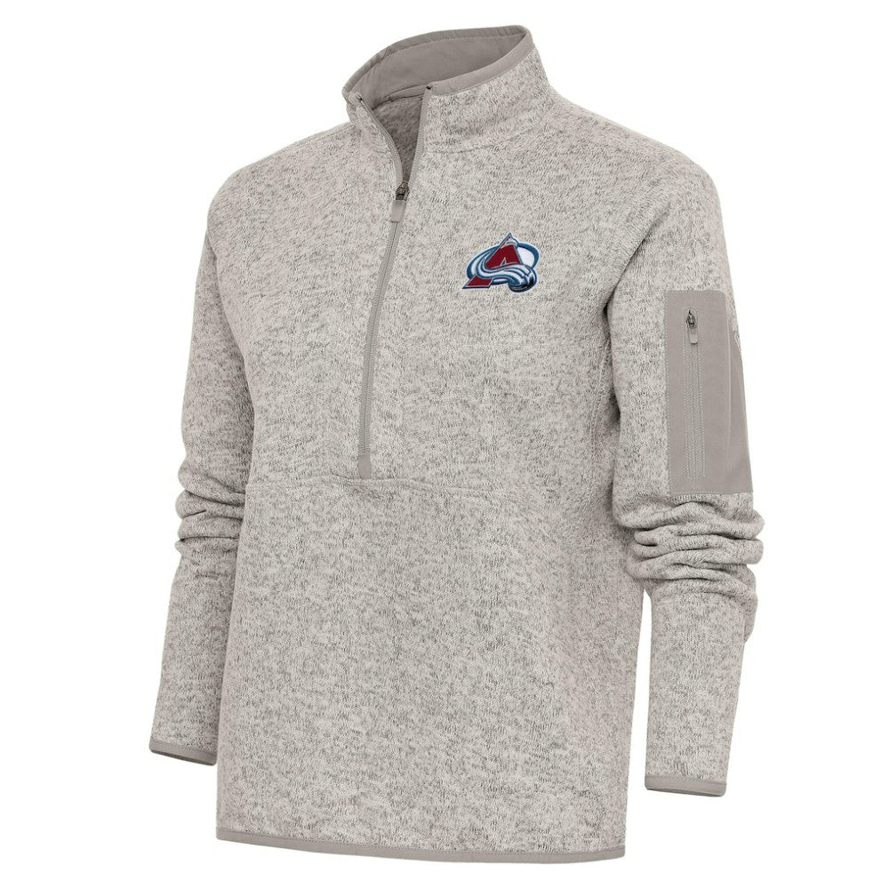 Colorado Avalanche - Antigua Women's Team Logo Fortune Quarter-Zip Jacket Oatmeal
