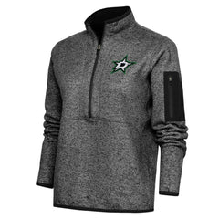 Dallas Stars - Antigua Women's Team Logo Fortune Quarter-Zip Jacket Heather Black
