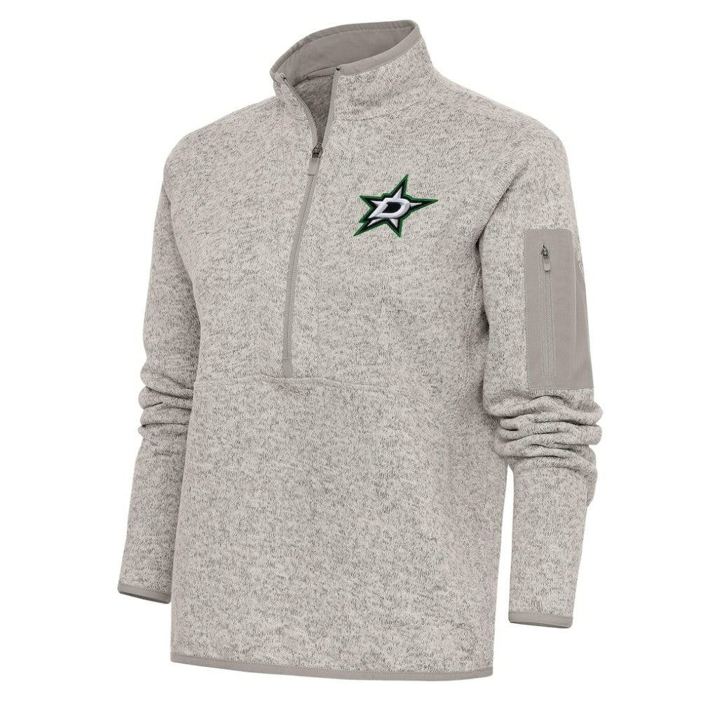 Dallas Stars - Antigua Women's Team Logo Fortune Quarter-Zip Jacket Oatmeal