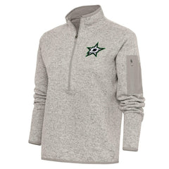 Dallas Stars - Antigua Women's Team Logo Fortune Quarter-Zip Jacket Oatmeal