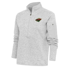 Minnesota Wild - Antigua Women's Team Logo Fortune Quarter-Zip Jacket Heather Gray