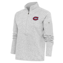 Montreal Canadiens - Antigua Women's Team Logo Fortune Quarter-Zip Jacket Heather Gray