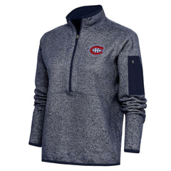 Montreal Canadiens - Antigua Women's Team Logo Fortune Quarter-Zip Jacket Heather Navy