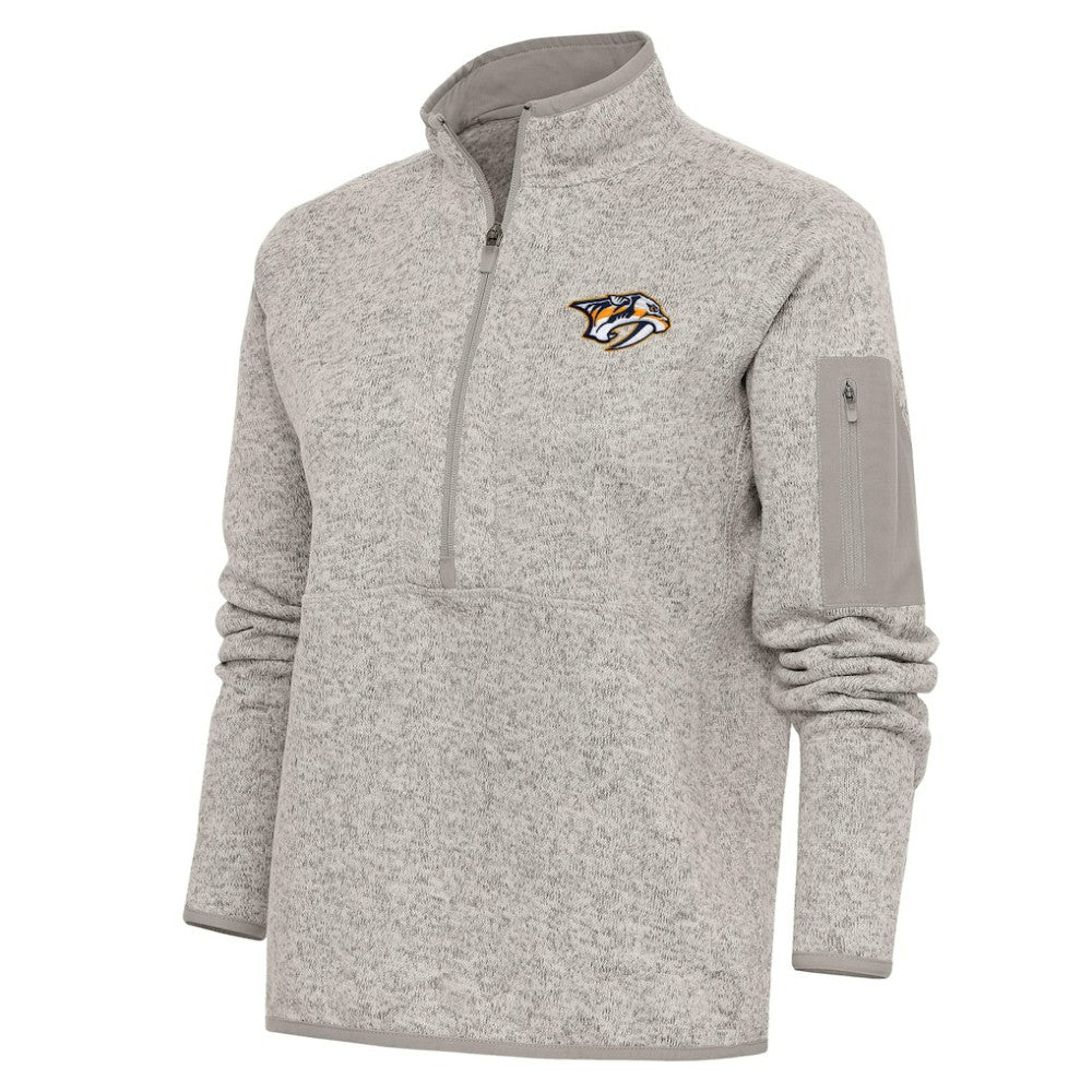 Nashville Predators - Antigua Women's Team Logo Fortune Quarter-Zip Jacket Oatmeal