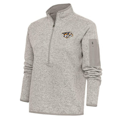 Nashville Predators - Antigua Women's Team Logo Fortune Quarter-Zip Jacket Oatmeal