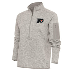 Philadelphia Flyers - Antigua Women's Team Logo Fortune Quarter-Zip Jacket Oatmeal