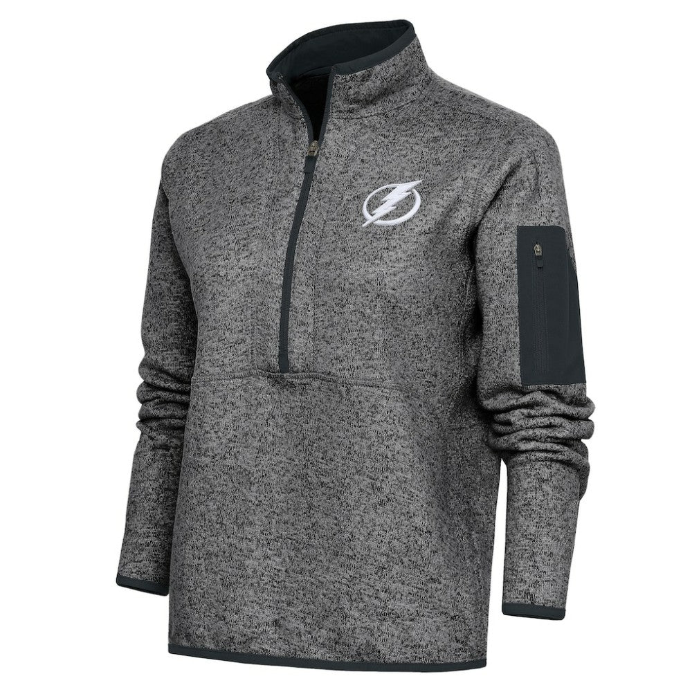 Tampa Bay Lightning - Antigua Women's Team Logo Fortune Quarter-Zip Jacket Heather Charcoal