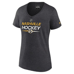 Nashville Predators - Fanatics Women's Authentic Pro Primary V-Neck T-Shirt Heather Charcoal