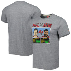 Tom Brady & Mike Evans Tampa Bay Buccaneers Homage Unisex NFL Jam Tri-Blend T-Shirt Heather Gray - NFL