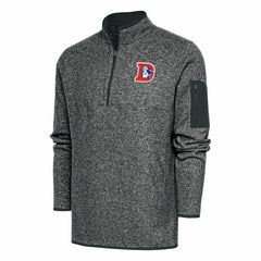 Denver Broncos Antigua Throwback Fortune Quarter-Zip Pullover Jacket Heather Charcoal - NFL
