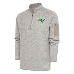 New York Jets Antigua Throwback Fortune Quarter-Zip Pullover Jacket Oatmeal - NFL
