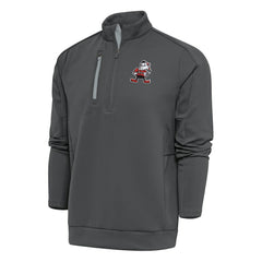 Cleveland Browns Antigua Team Logo Throwback Generation Quarter-Zip Pullover Top Charcoal - NFL