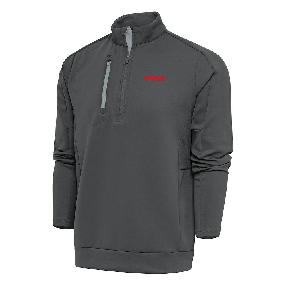 Kansas City Chiefs Antigua Team Logo Throwback Generation Quarter-Zip Pullover Top Charcoal - NFL