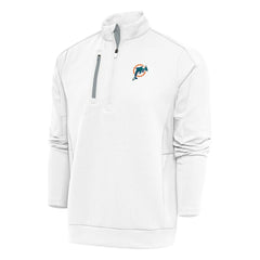 Miami Dolphins Antigua Team Logo Throwback Generation Quarter-Zip Pullover Top White - NFL