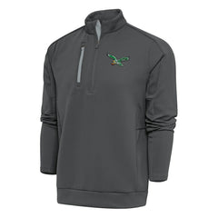 Philadelphia Eagles Antigua Team Logo Throwback Generation Quarter-Zip Pullover Top Charcoal - NFL
