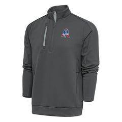 New England Patriots Antigua Team Logo Throwback Generation Quarter-Zip Pullover Top Charcoal - NFL