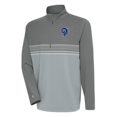 Los Angeles Rams Antigua Team Logo Throwback Pace Quarter-Zip Pullover Top Steel - NFL